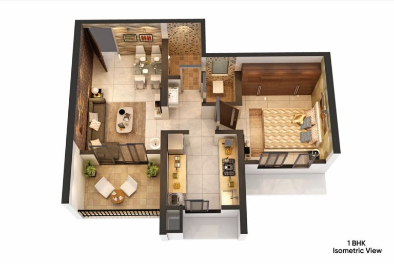 1 BHK Floor Plan