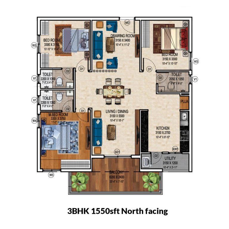 1550 3bhk