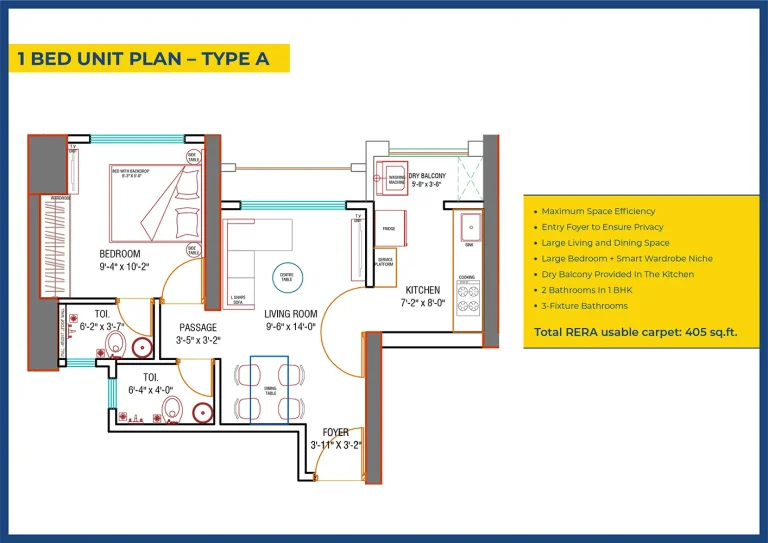 1bed Unit Plan Type A