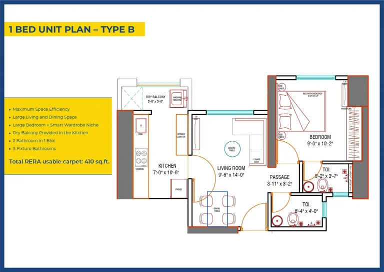 1bed Unit Plan Type B