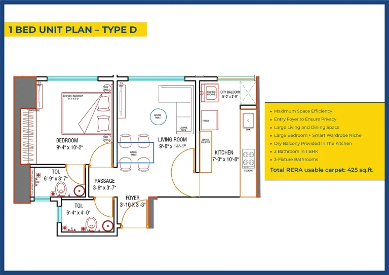 1bed Unit Plan Type D