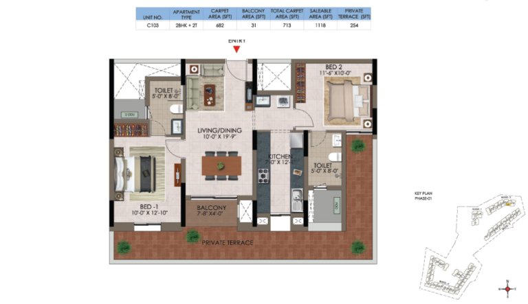 2 BHK 2T C 103