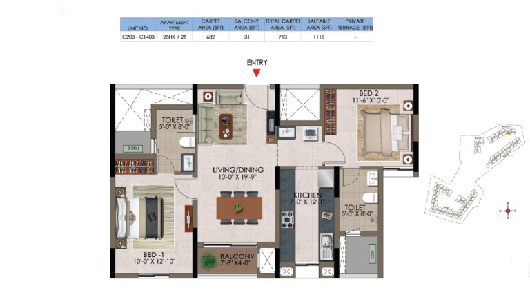 2 BHK 2T C 203 C 1403