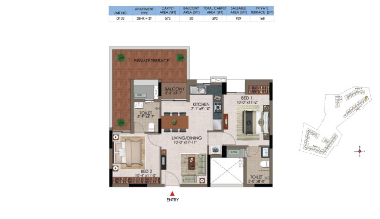 2 BHK 2T D 102