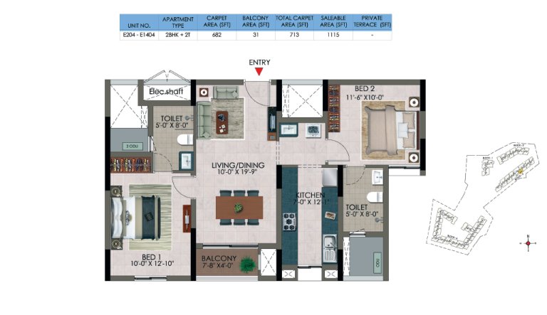 2 BHK 2T E 204 E 1404