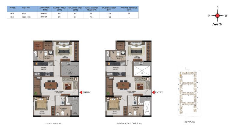 2 BHK 2T Phase 4 1st Floor And 2nd 16th Floor Type 8