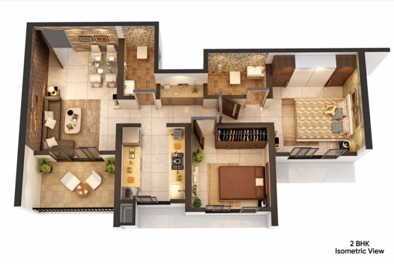 2 BHK Floor Plan