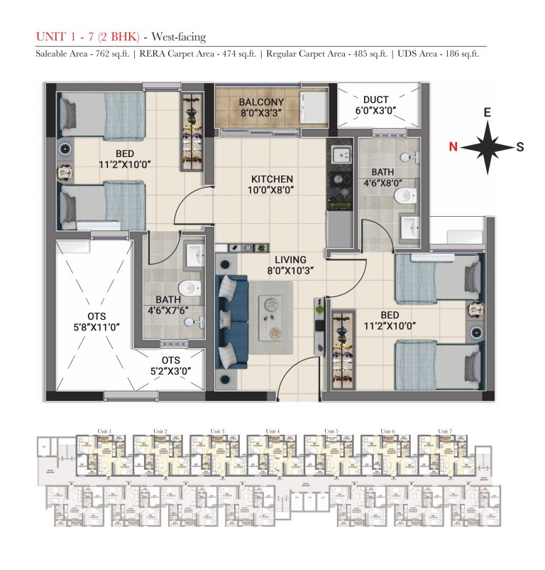 2 BHK Floor Plan Unit 1 7