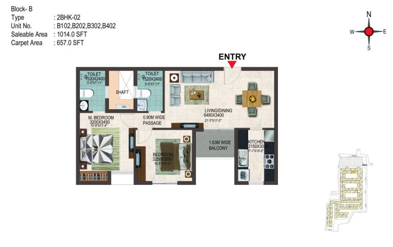 2BHK 1014 Sq Ft