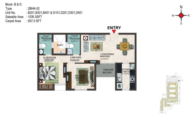 2BHK 1035 Sq Ft