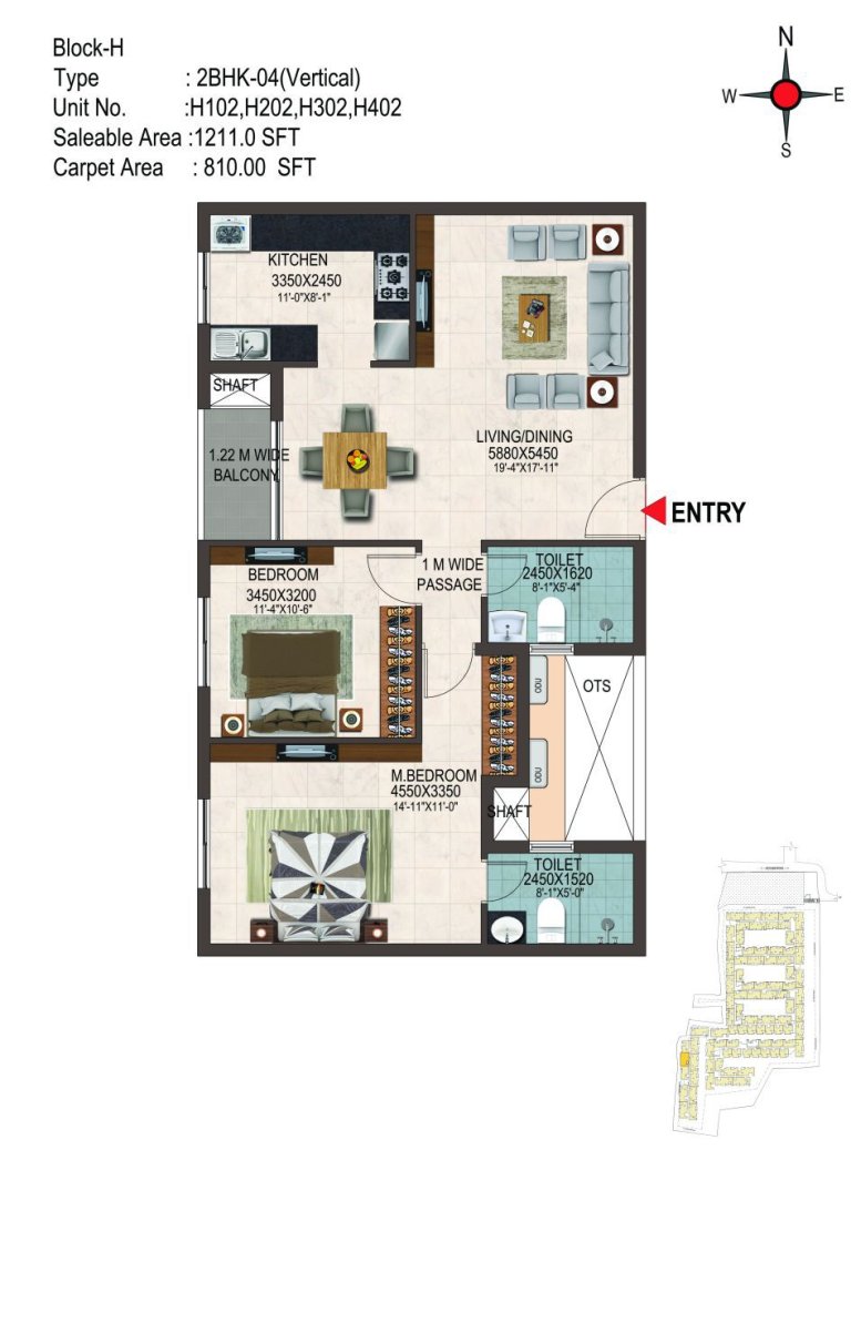 2BHK 1211 Sq Ft