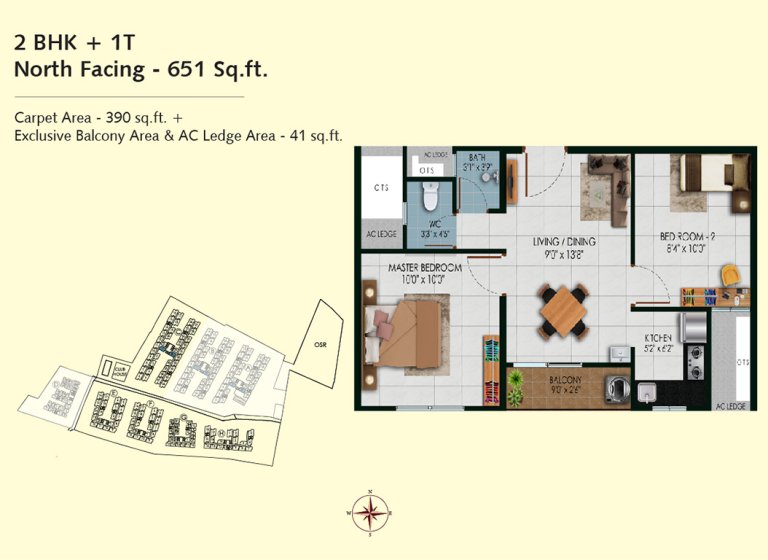 2BHK 651sq.ft