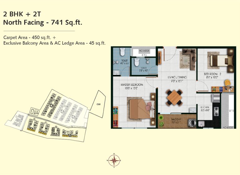 2BHK 741sq.ft