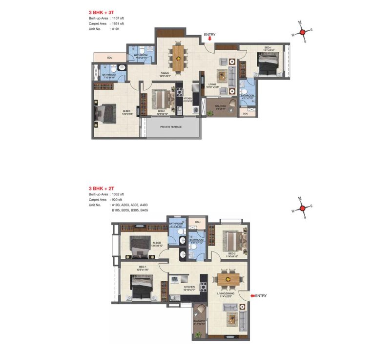 3 BHK 3T Type 3