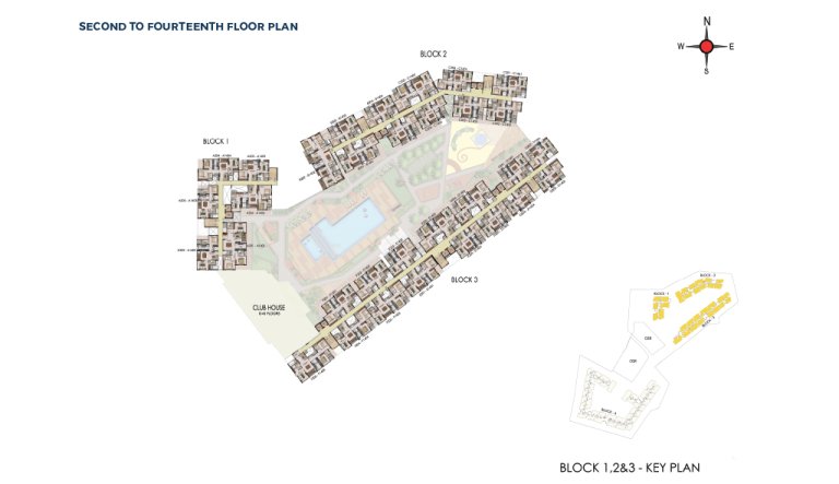 Block 1 2 3 Second Fourteenth Floor Plan