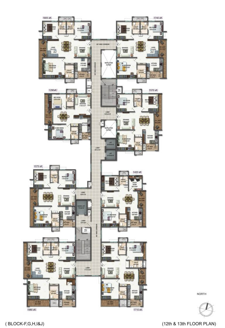 Block FGHI_J 12th Floor Plan