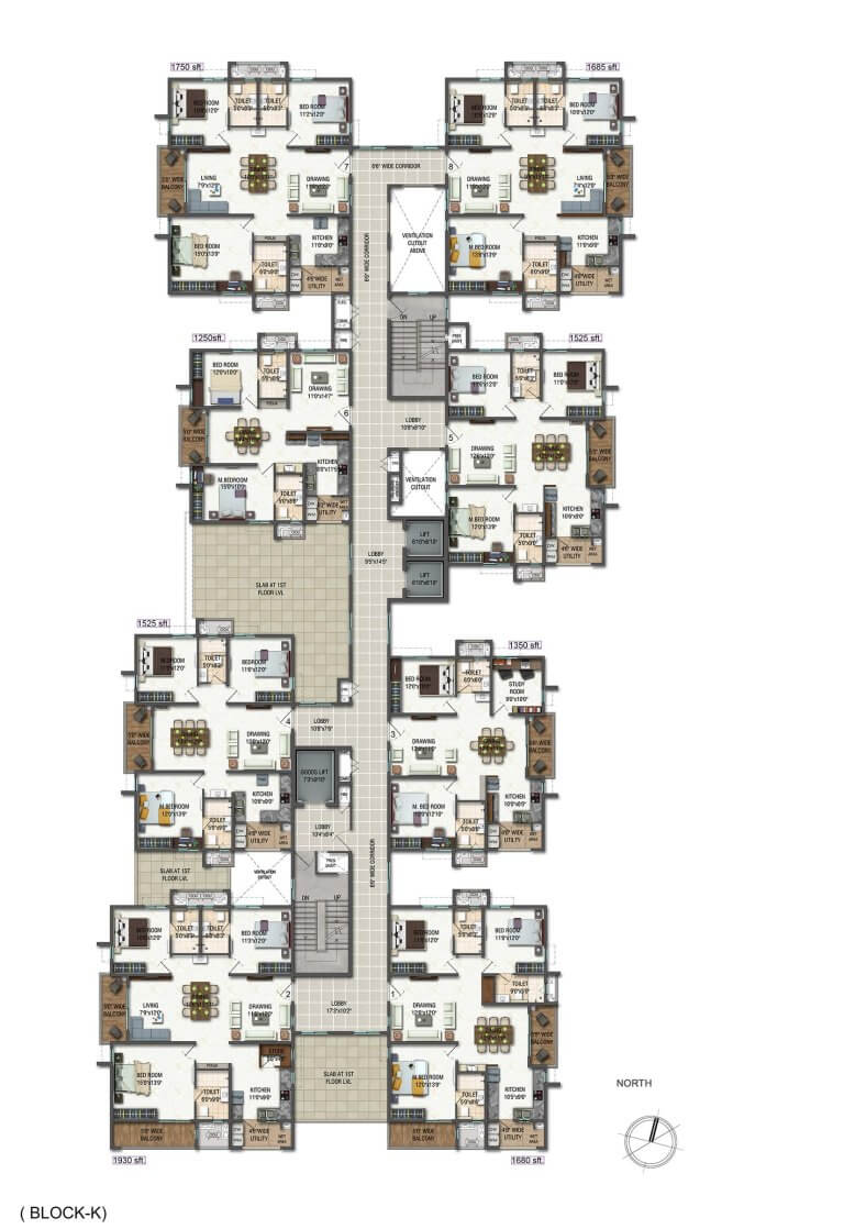 Block K First Floor Plan