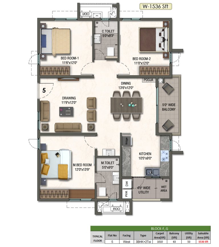 Flat No 5 Block F And G