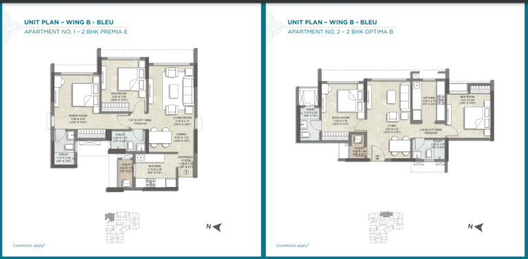 Apartment No.1 2bhk Premia E_apartment No.2 2bhk Optima B