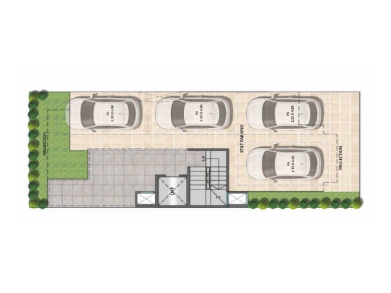 Type A 3bhk Toilet Stilt Floor Plan