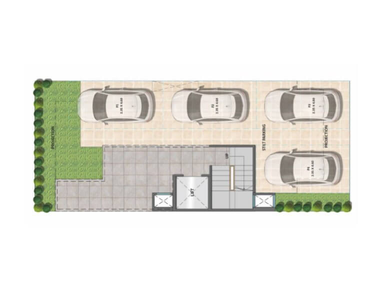 Type B 2bhk Toilet Stilt Floor Plan