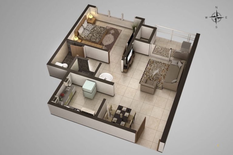 1 BHK Floor PLan