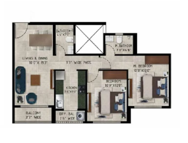 2 BHK Floor Plan