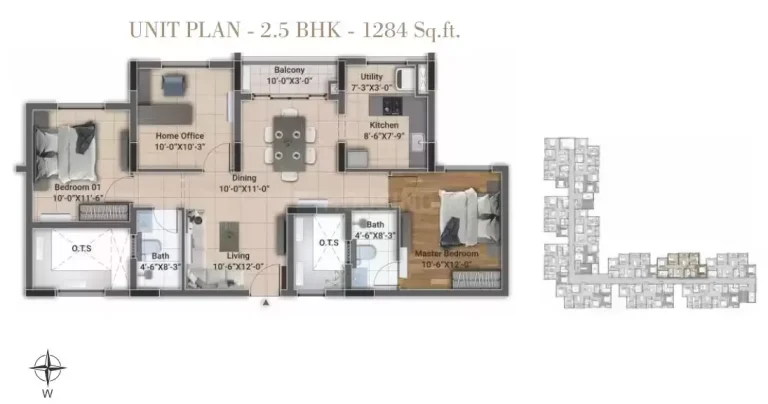 2BHK 1284sqft