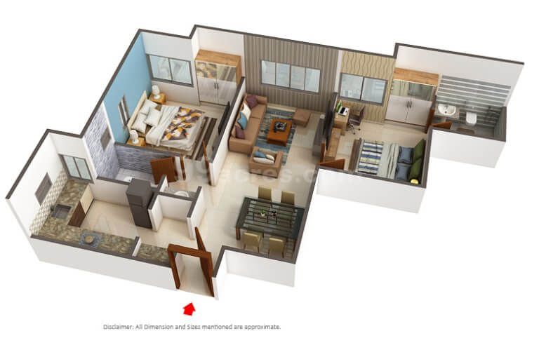 2bhk Floor Plan 628sq.ft