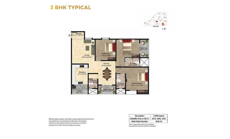 3 Bhk Typical Floor Plan