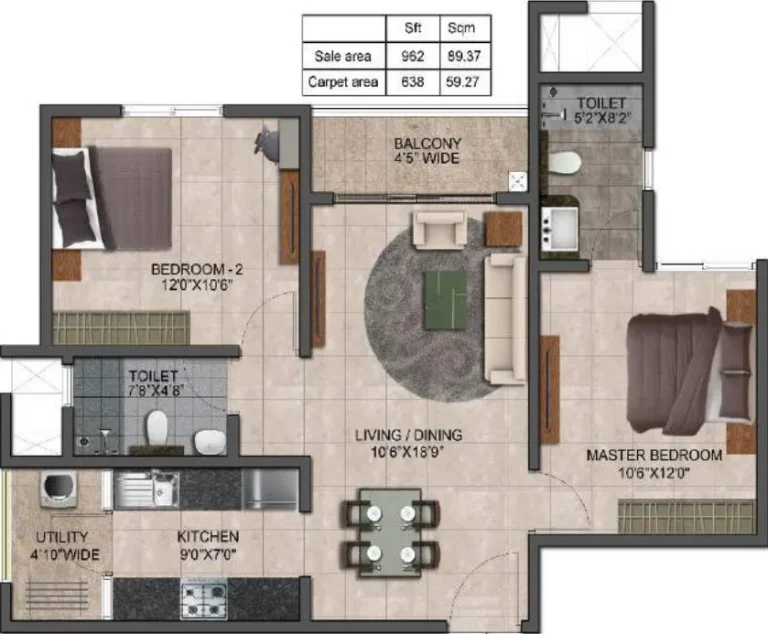 2 Bhk 1