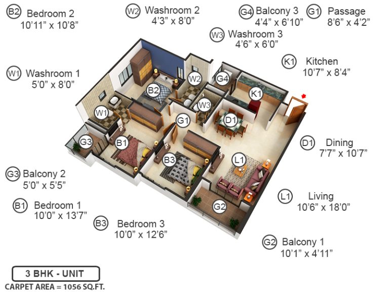 3bhk 1