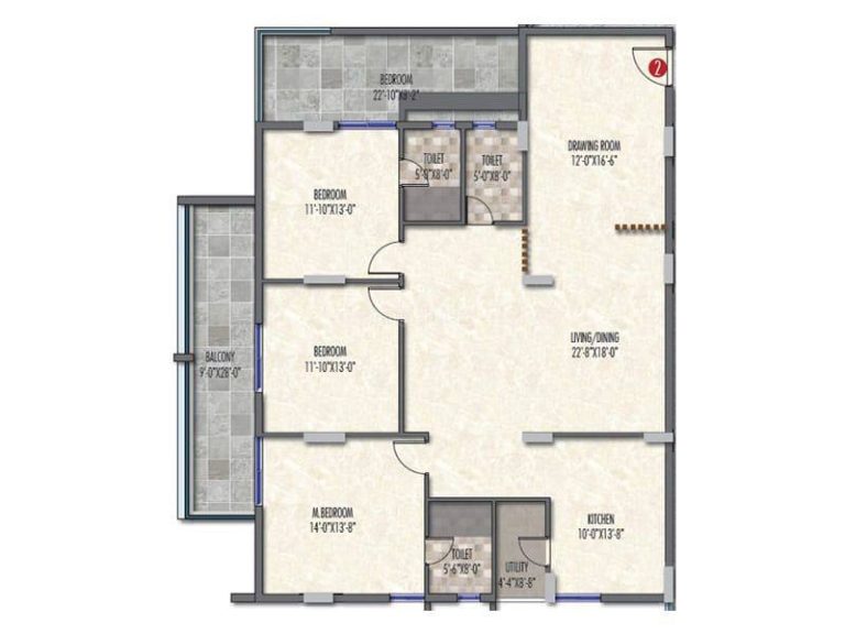 3bhk (2412sqft)