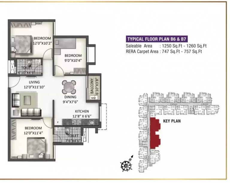 3bhk 1250